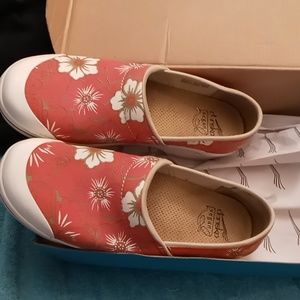 Pink floral loafer womans shoes